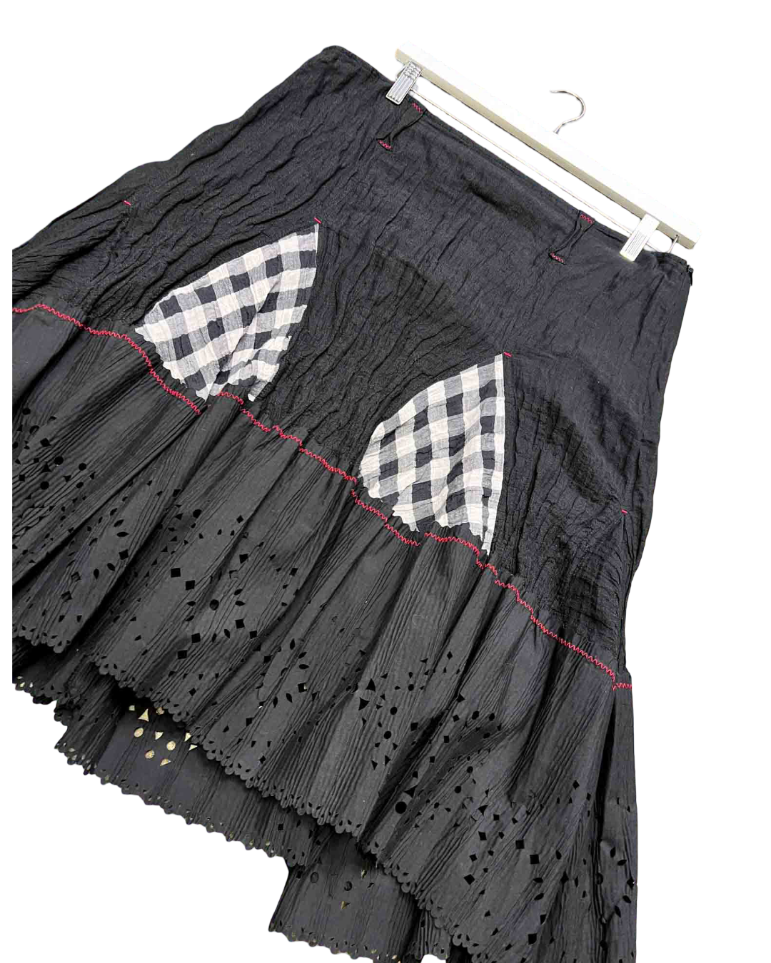 Size 46 (XL) | Bleu Cotton Gingham Midi Skirt