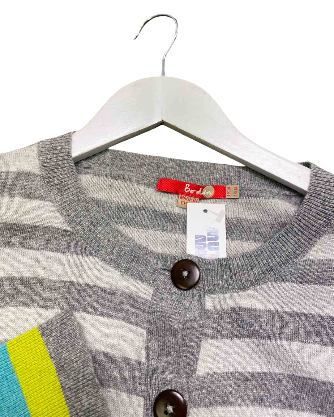 Size 18 | Boden Grey Stripe Cashmere Blend Cardigan