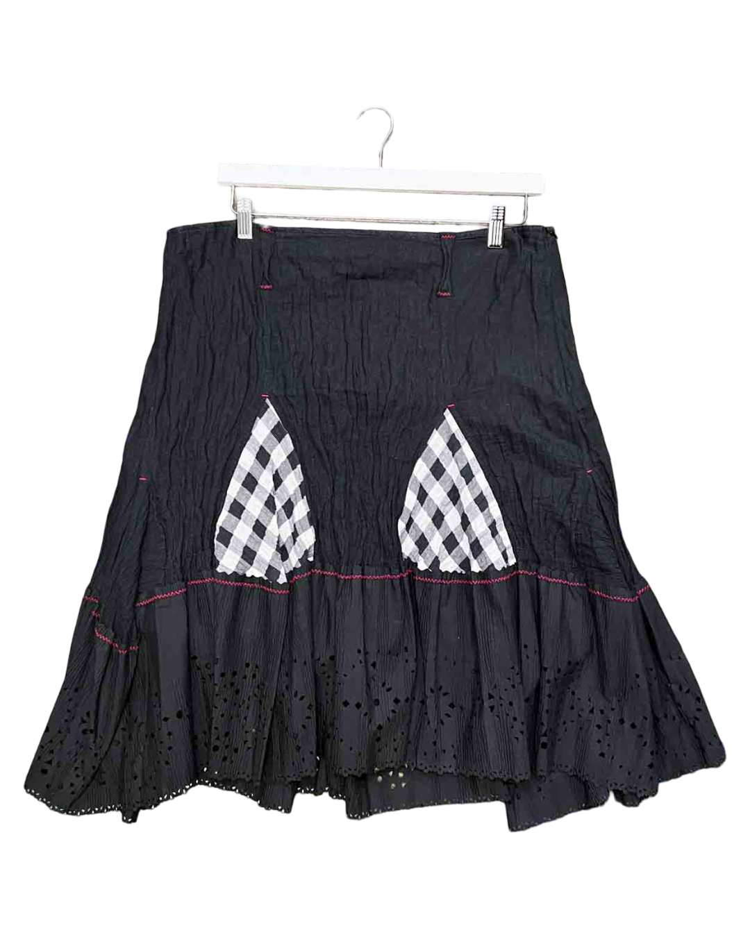 Size 46 (XL) | Bleu Cotton Gingham Midi Skirt