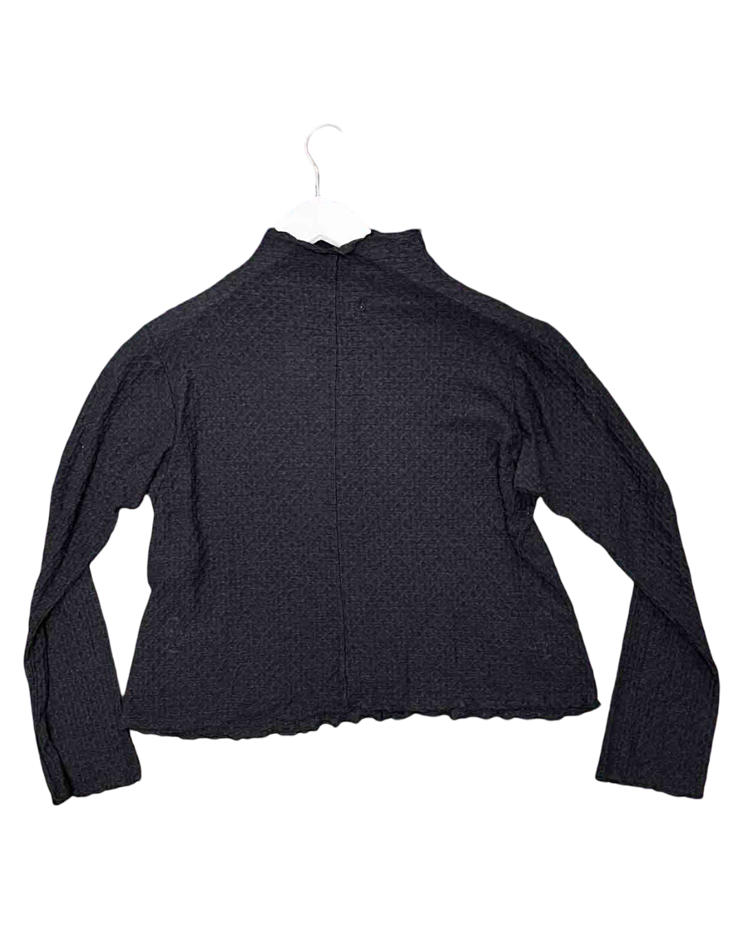Size S | Handsom Black Textured Long-Sleeve Top
