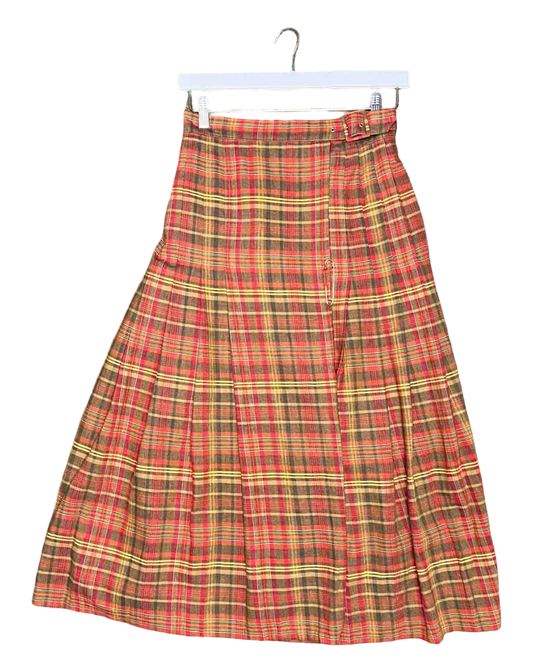 Size 12 (M) | Laura Ashley Tartan Midi Wrap Skirt
