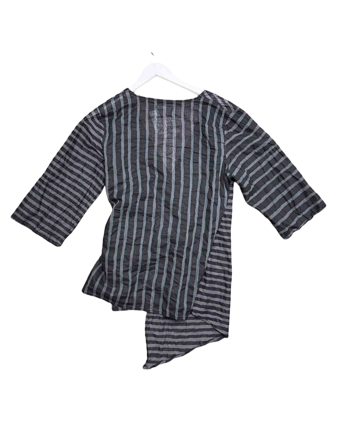 Size M | Gudrun Sjoden Grey Cotton Striped Wrap Top