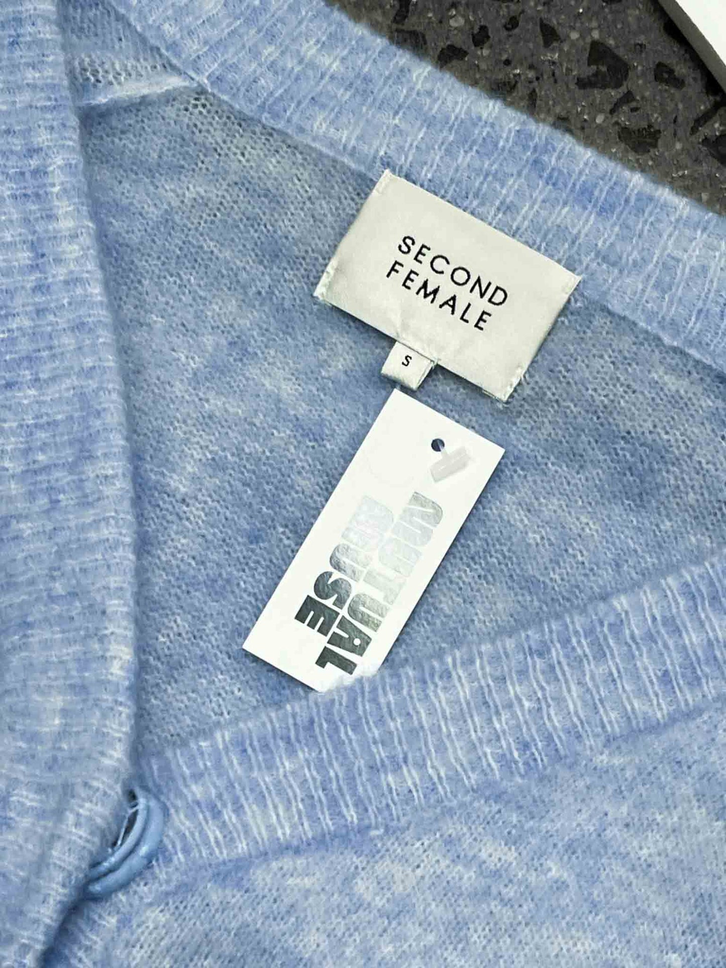 Size S | Second Female Baby Blue Mohair Blend Cardigan