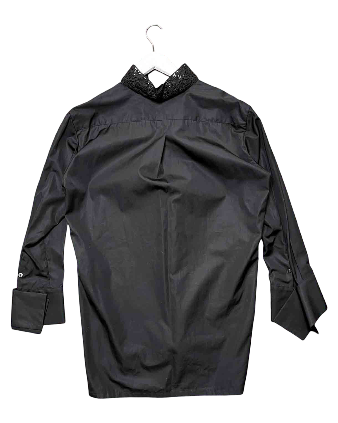 Size 2 (S) | Ujoh Lokitho Black Cotton Lace Collar Shirt