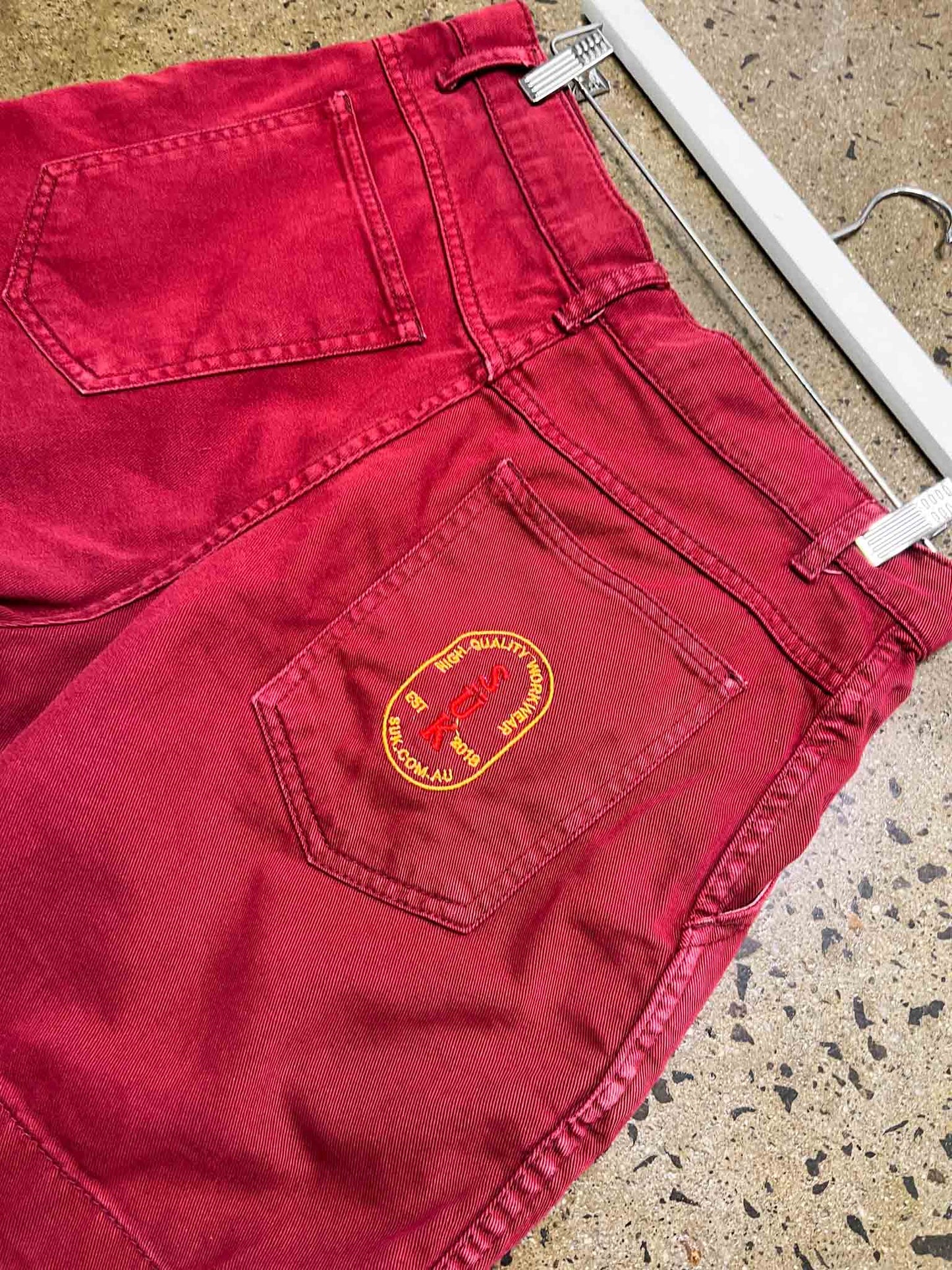 Size 12 (L) | Suk Red Cotton Utility Shorts