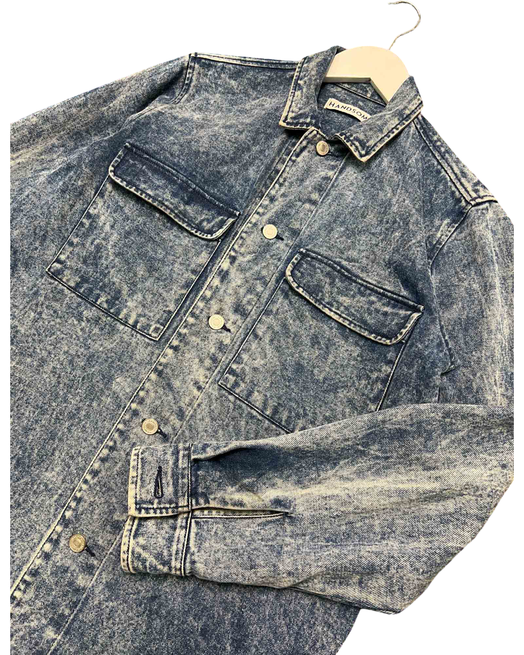 Size M | Handsom Acid Wash Denim Shirt Jacket