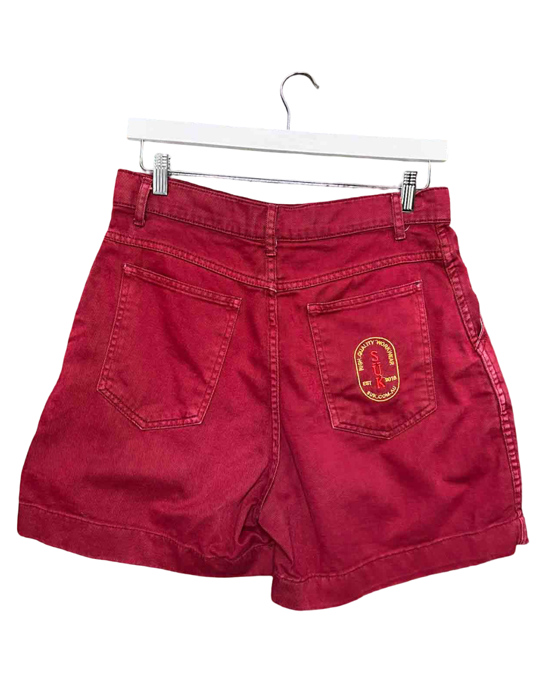 Size 12 (L) | Suk Red Cotton Utility Shorts