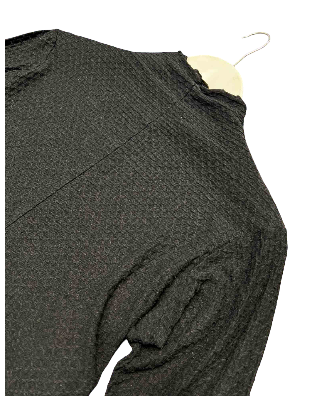 Size S | Handsom Black Textured Long-Sleeve Top