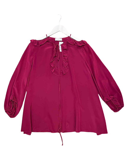 Size M | Scanlan Theodore Red Silk Cut-Out Top