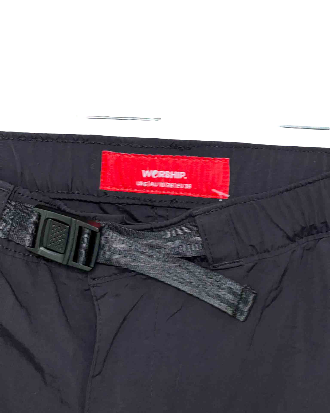 Size M | WORSHIP Black Nylon Cargo Skirt