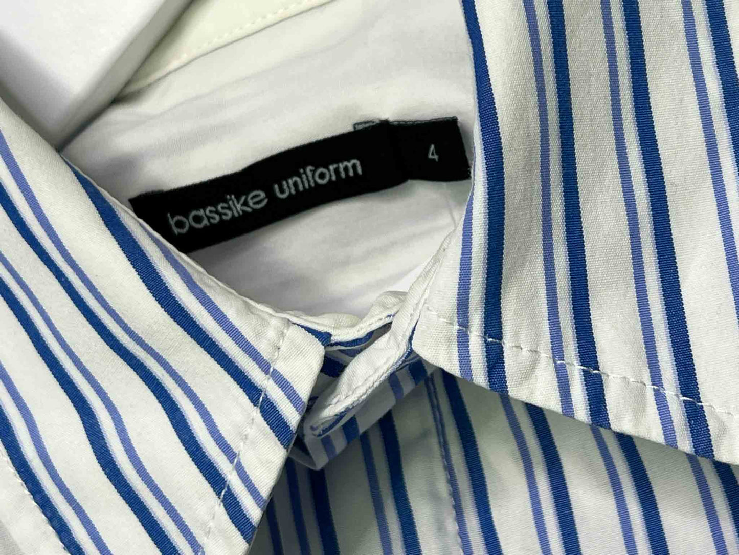 Size 4 (XL) | bassike Uniform Blue/White Organic Cotton Shirt