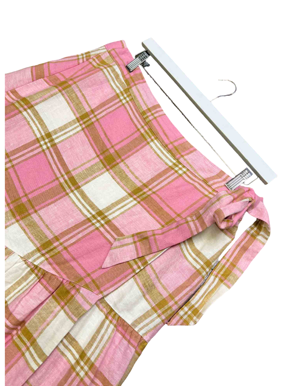 Siize 16 (XXL) | Country Road Linen Plaid Wrap Skirt