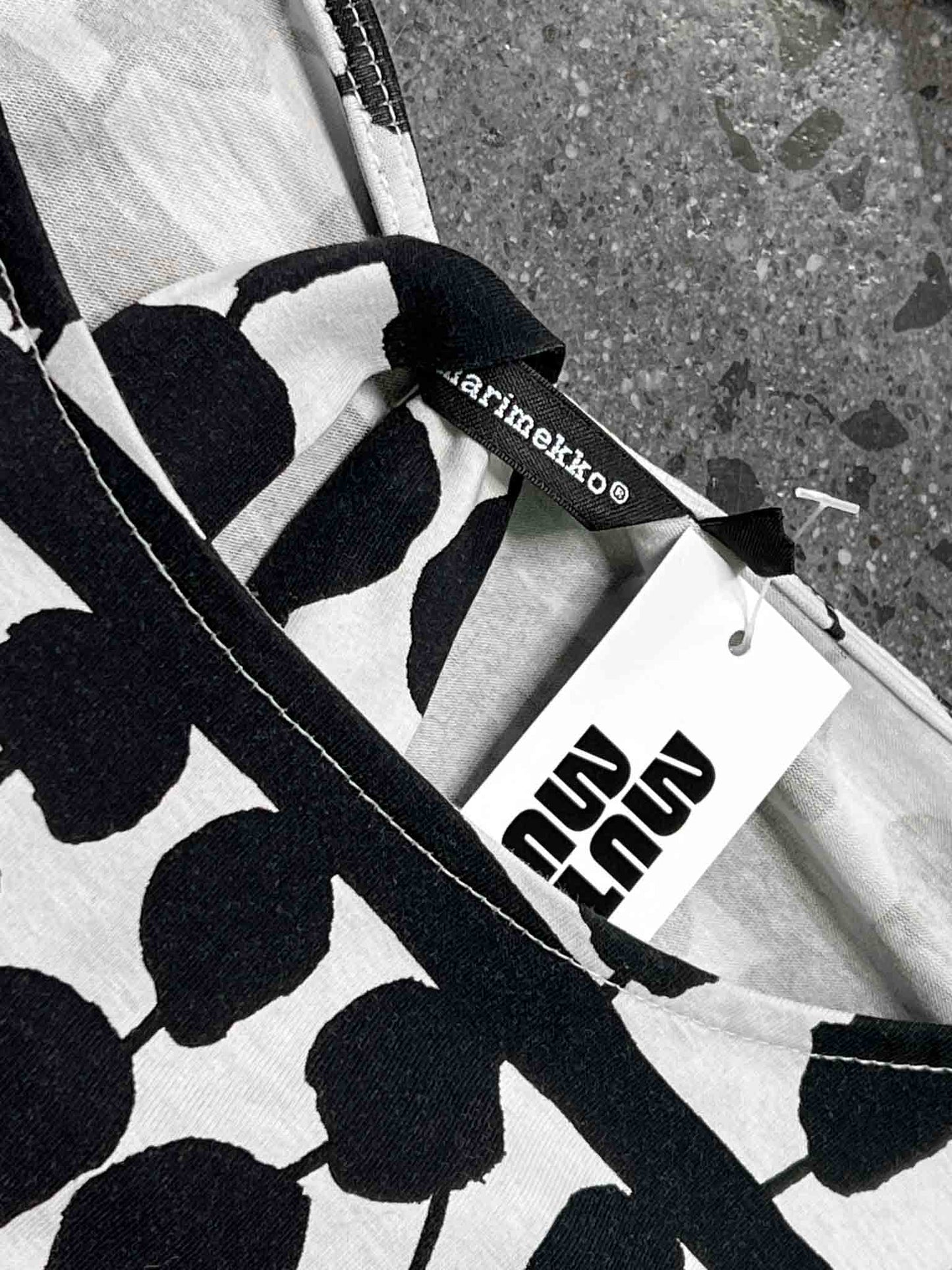 Size S | Marimekko Black/White Cotton Stretch Midi Dress