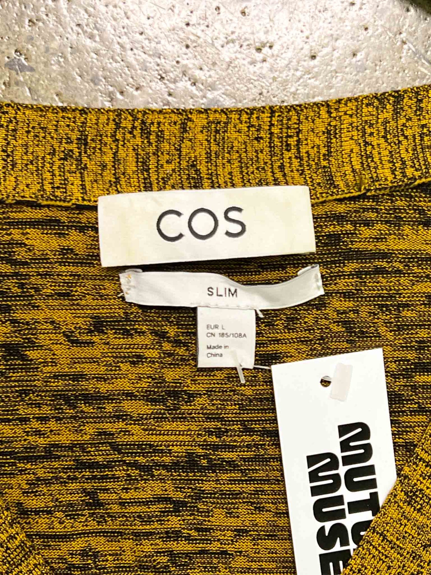 Size L | COS Silk & Cotton Yellow Marle Cardigan