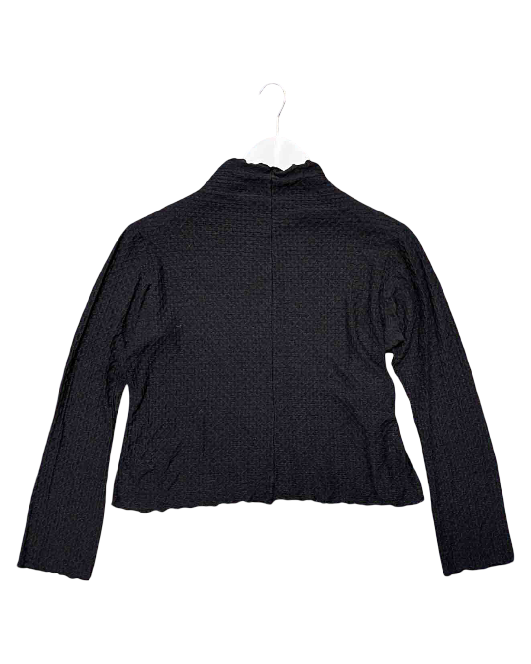 Size S | Handsom Black Textured Long-Sleeve Top