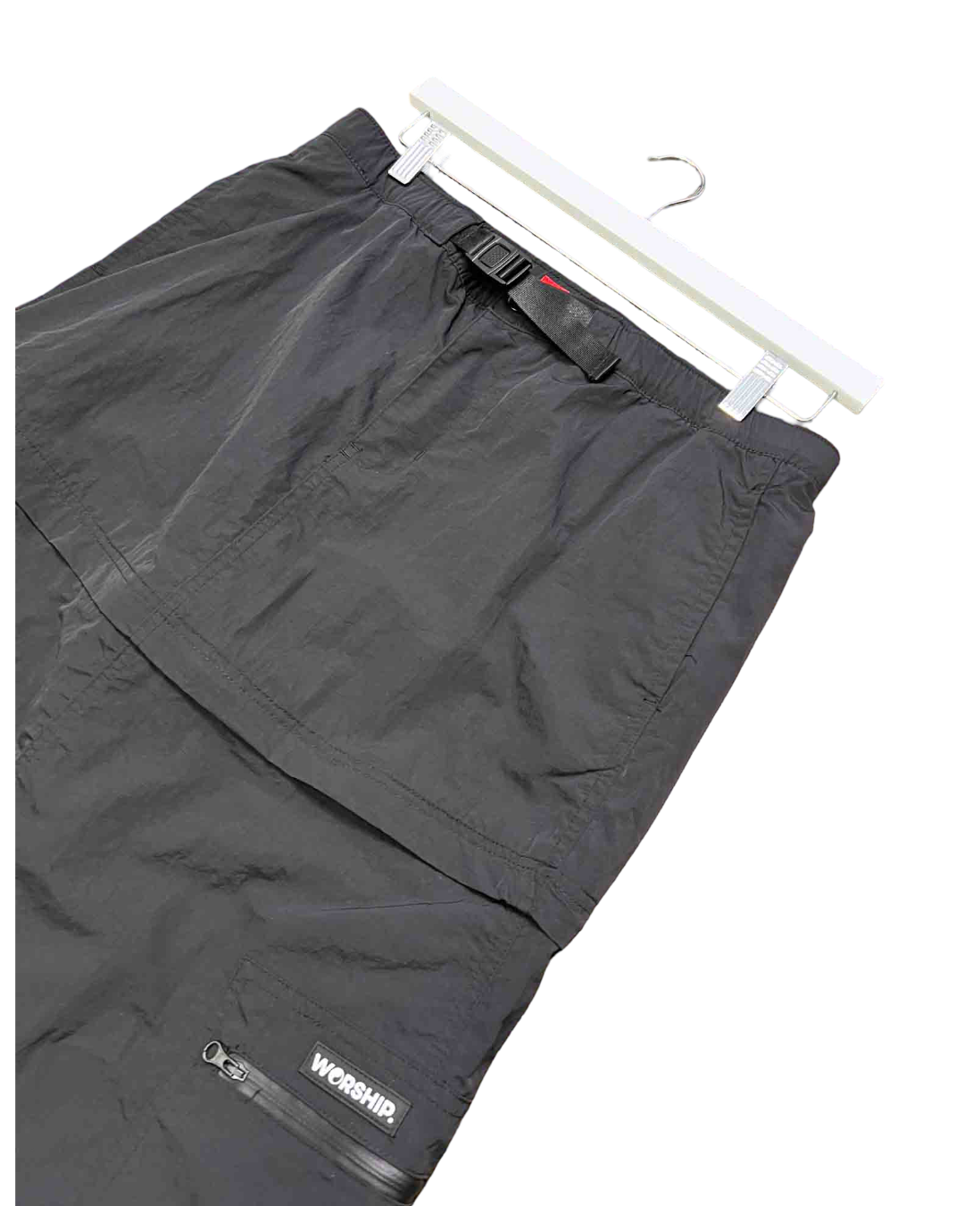 Size M | WORSHIP Black Nylon Cargo Skirt