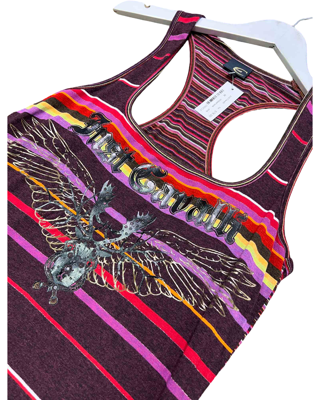 Size M | Just Cavalli Purple Striped Racerback Tank