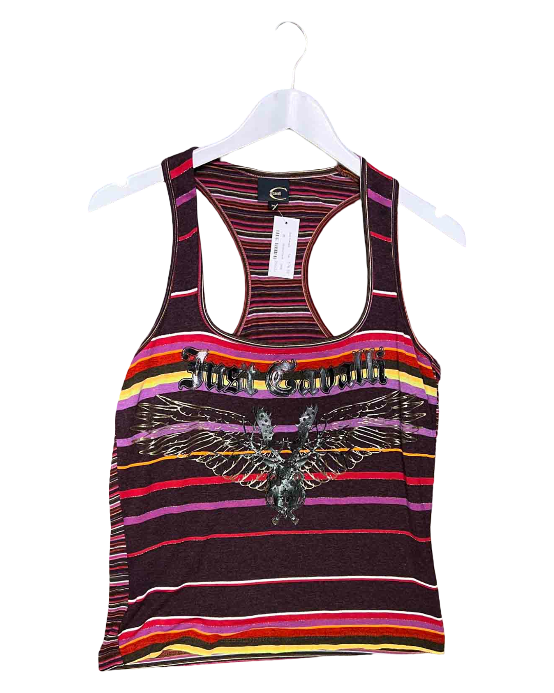 Size M | Just Cavalli Purple Striped Racerback Tank