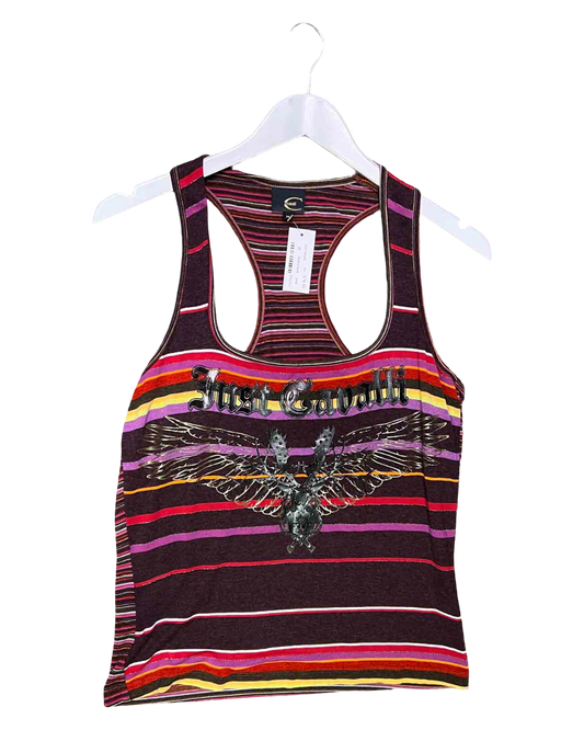 Size M | Just Cavalli Purple Striped Racerback Tank