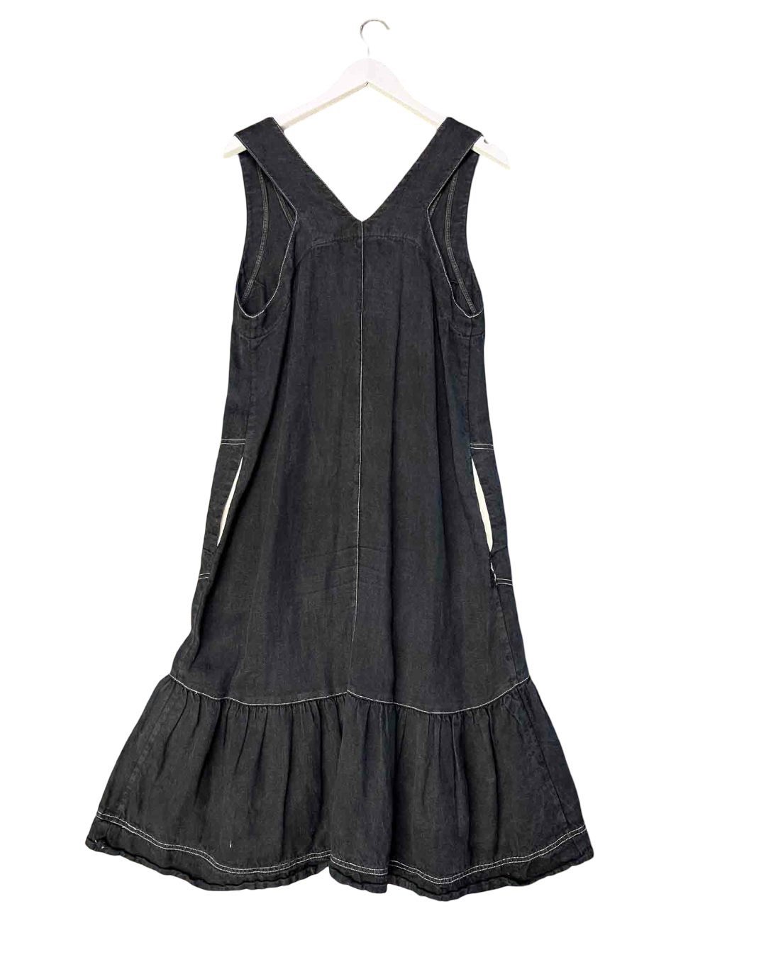 Size S | Lee Mathews Black Carrie Linen V-Neck Dress