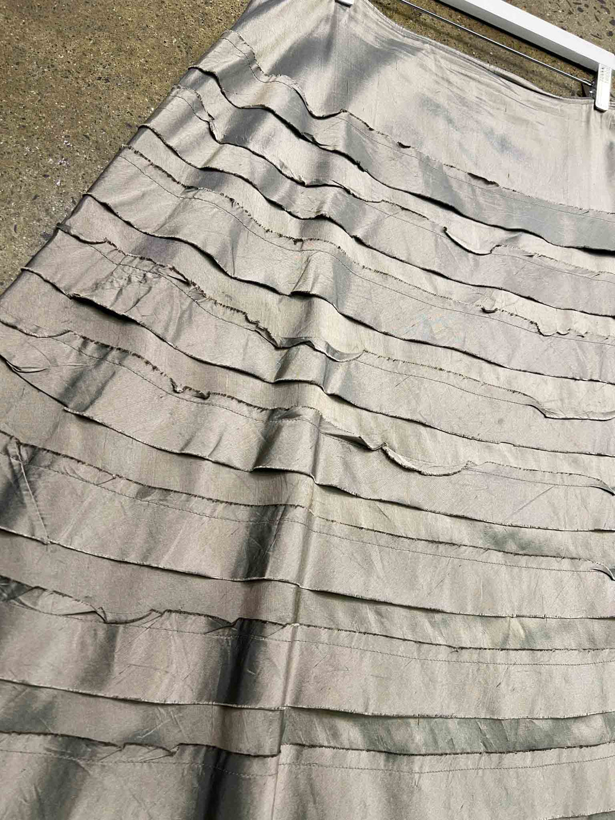 Size L | State of Grace Metallic Taupe Silk Midi Skirt