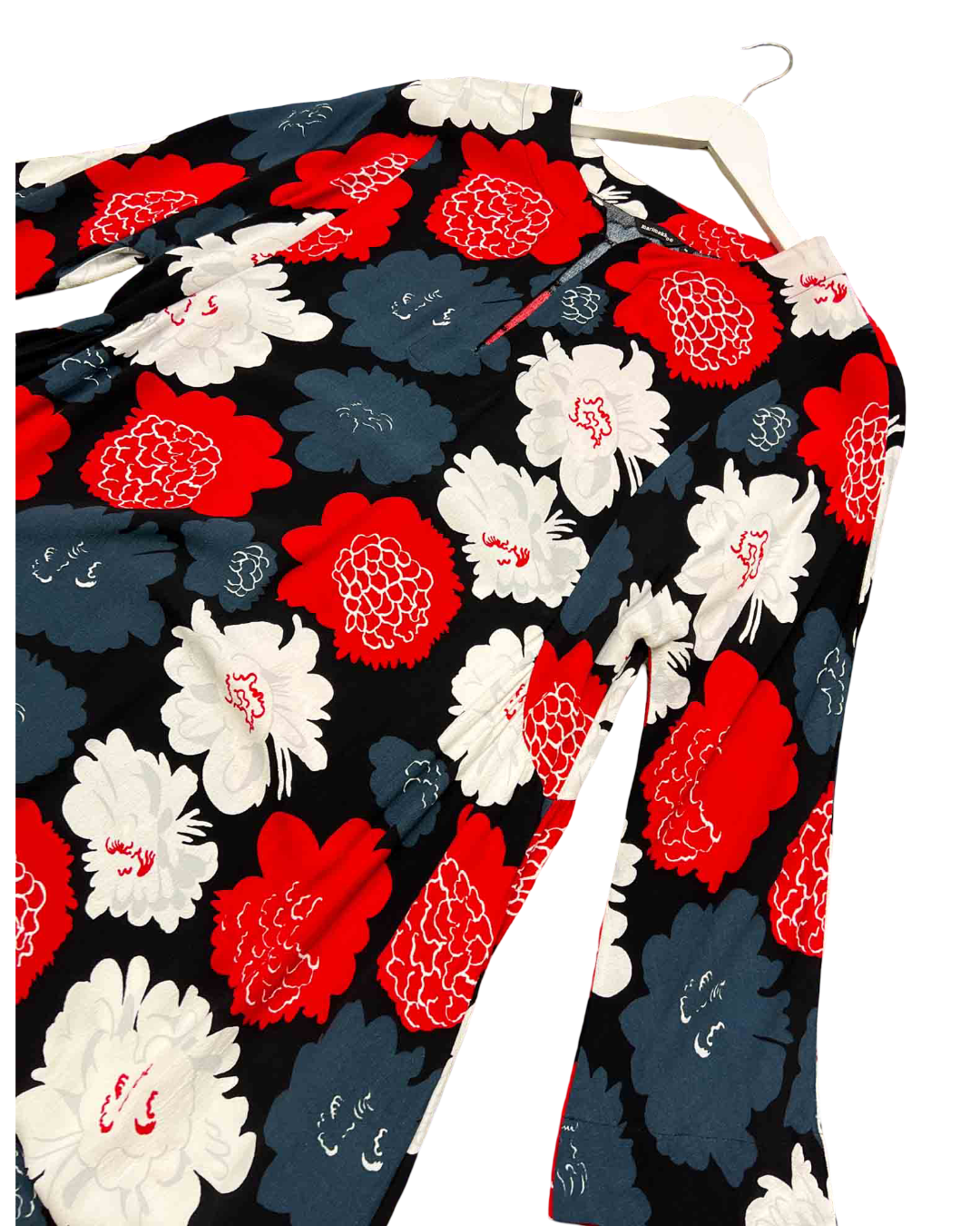 Size 8 | Marimekko Black, Red and Blue Floral Pieni Pioni Midi Dress
