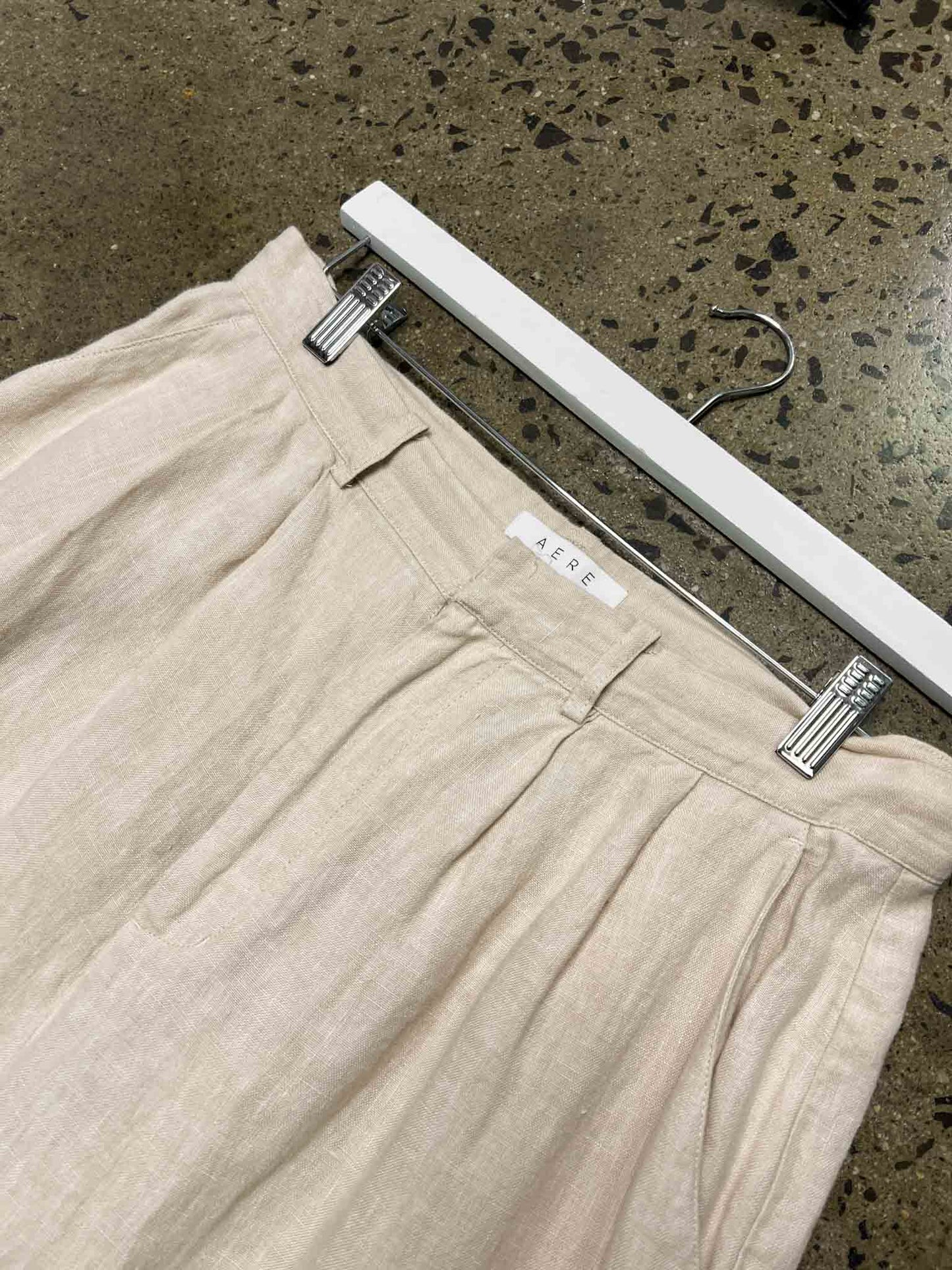 Size 12 | AERE Beige Linen Trousers