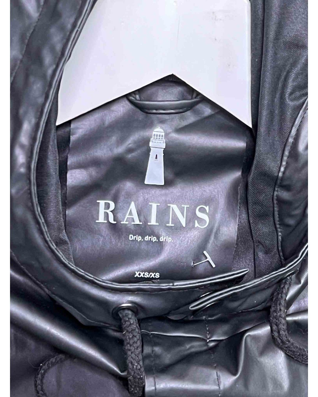 Size XS | Rains Black Hooded Rain Coat