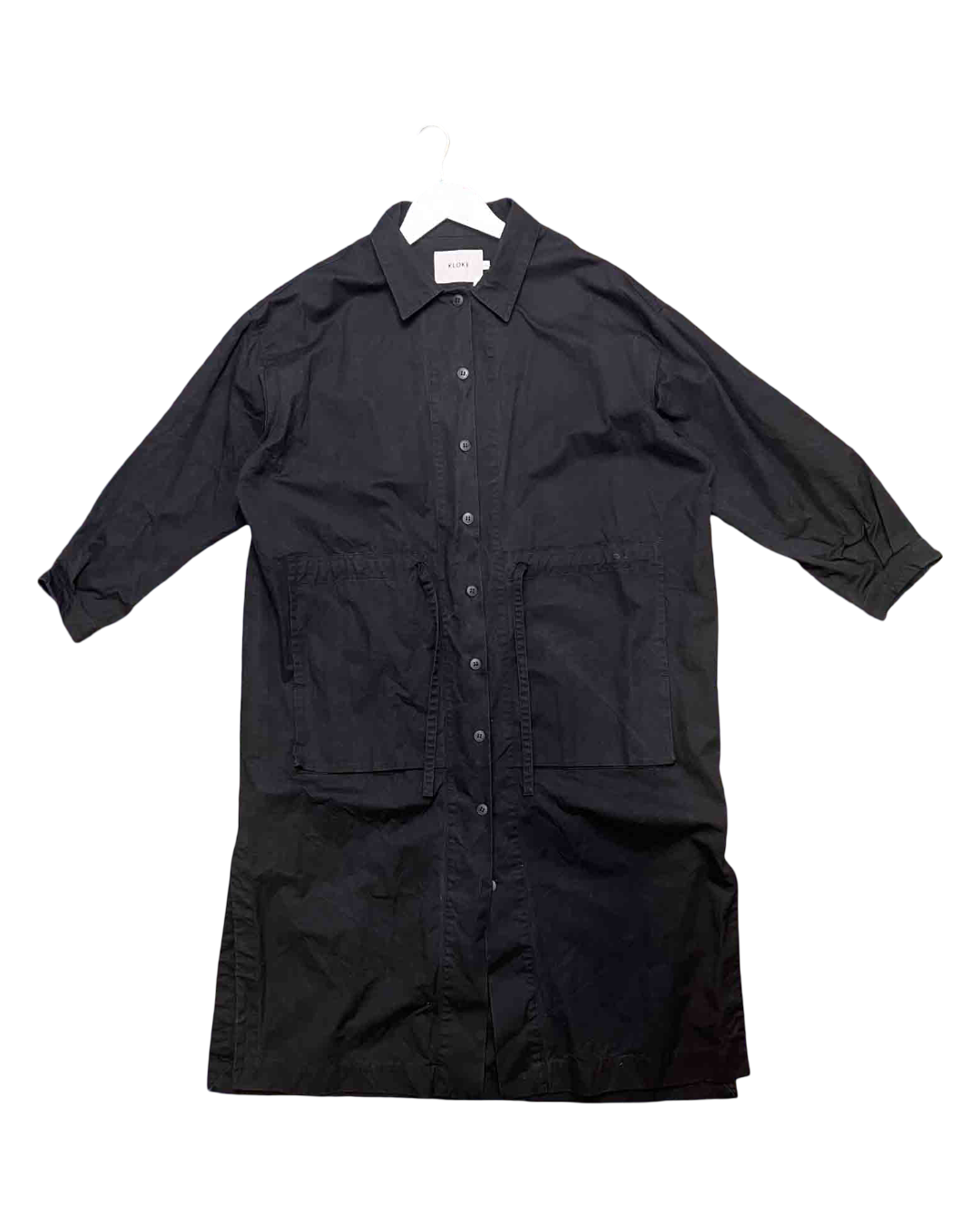 Size L | Kloke Black Cotton Shirt Midi Dress
