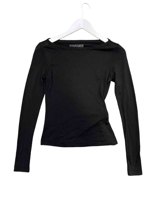 Size M | All Is A Gentle Spring Black Boatneck Top