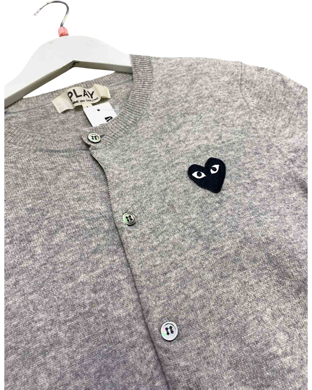 Size L | Comme des Garçons PLAY Grey Wool Cardigan