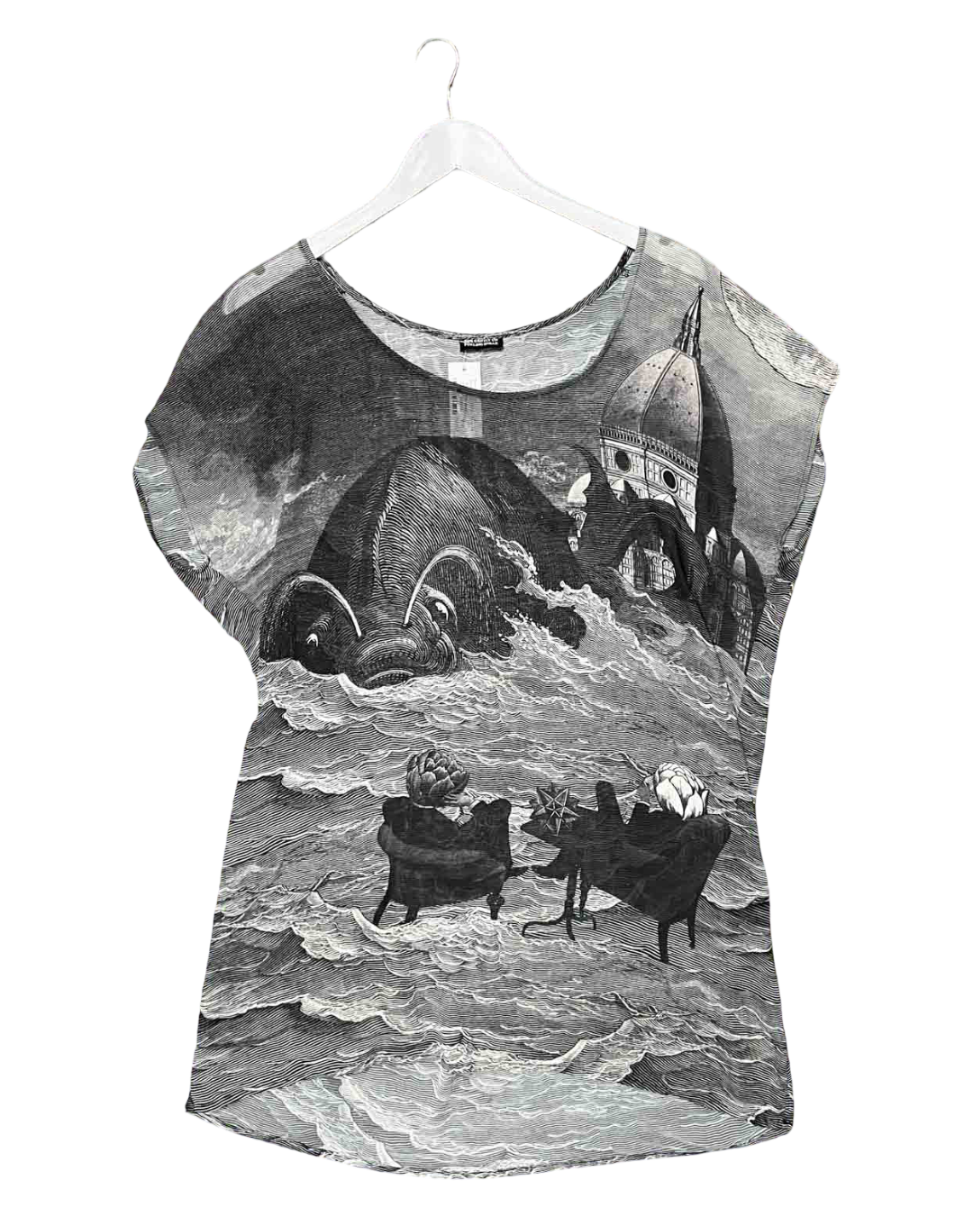 Size M | The Gently Un furling Sneak Sheer Linoprint Top