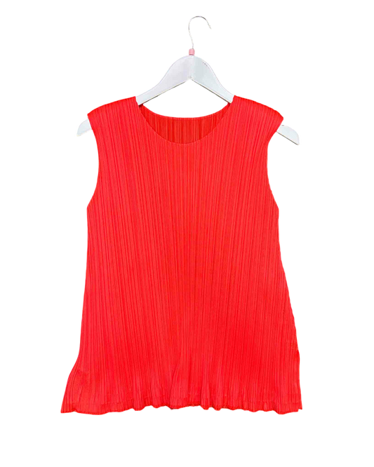 Size 4 (L/XL) Issey Miyake Red Pleats Please Top