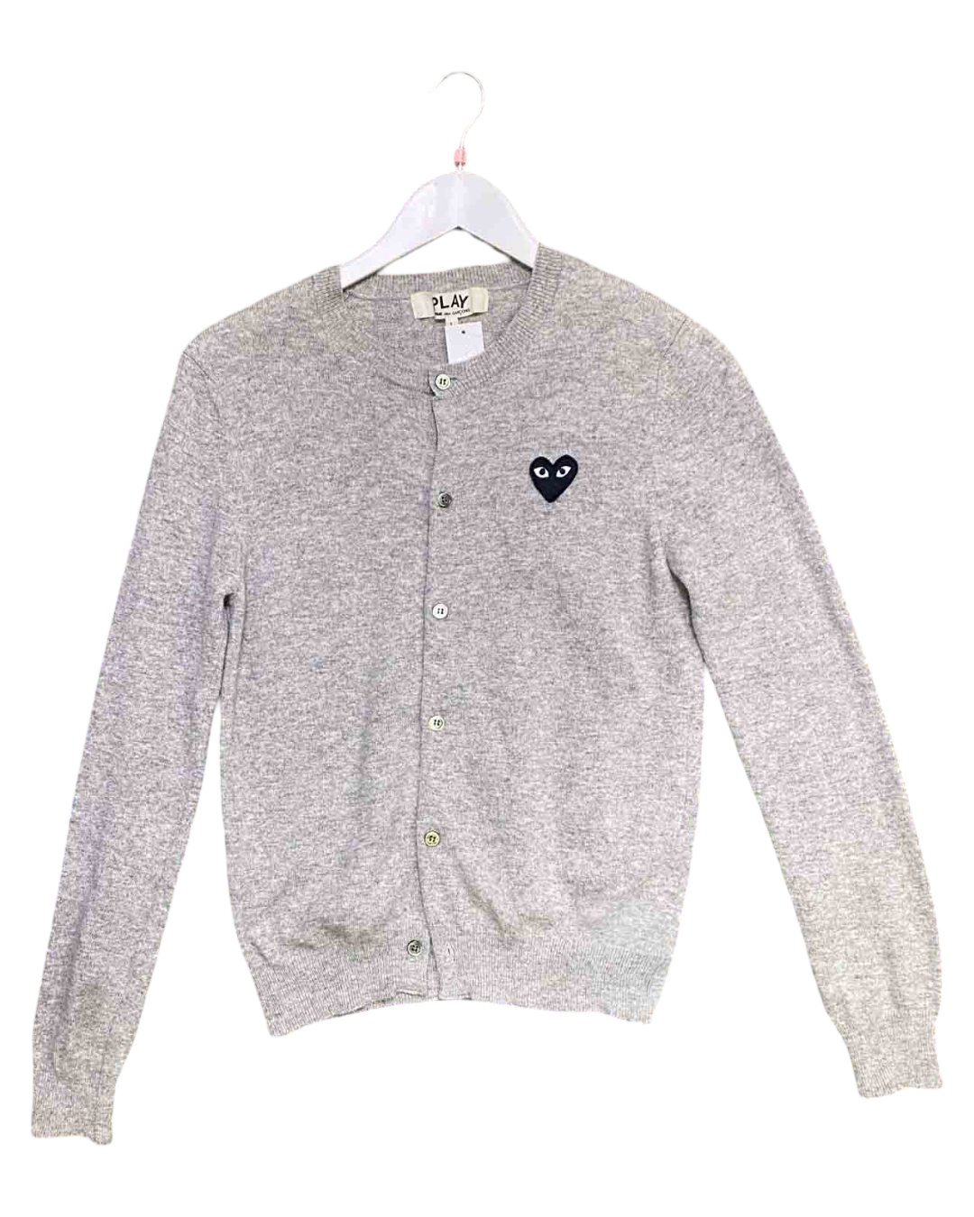 Size L | Comme des Garçons PLAY Grey Wool Cardigan