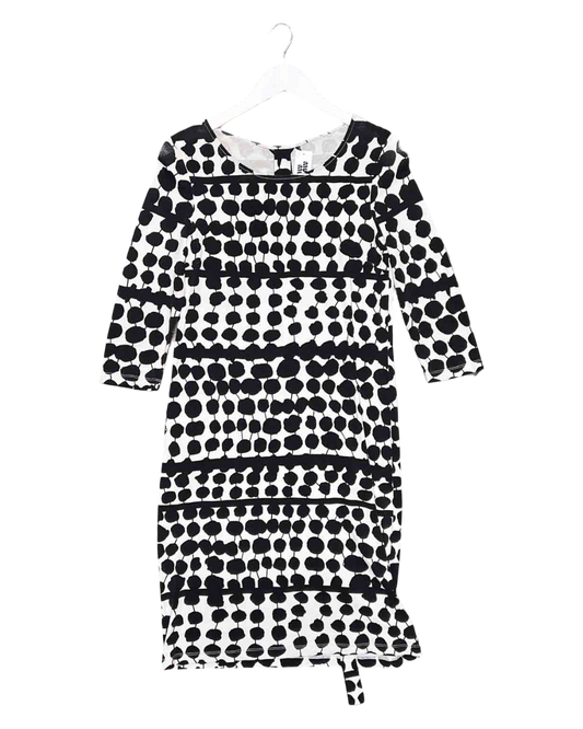 Size S | Marimekko Black/White Cotton Stretch Midi Dress