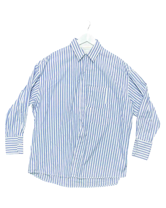 Size 4 (XL) | bassike Uniform Blue/White Organic Cotton Shirt