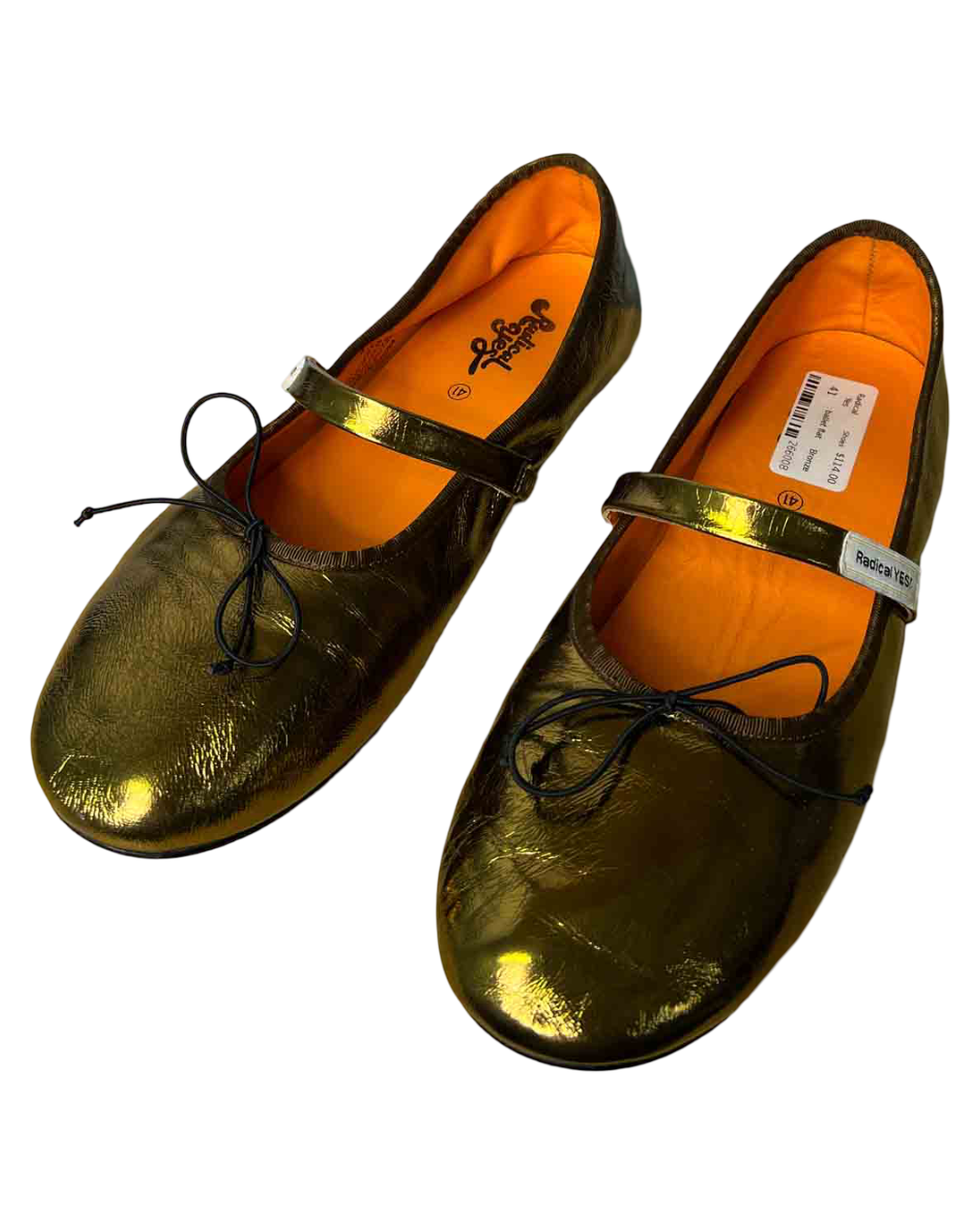 Size 41 | Radical Yes Bronze Patent Strap Ballet Flats