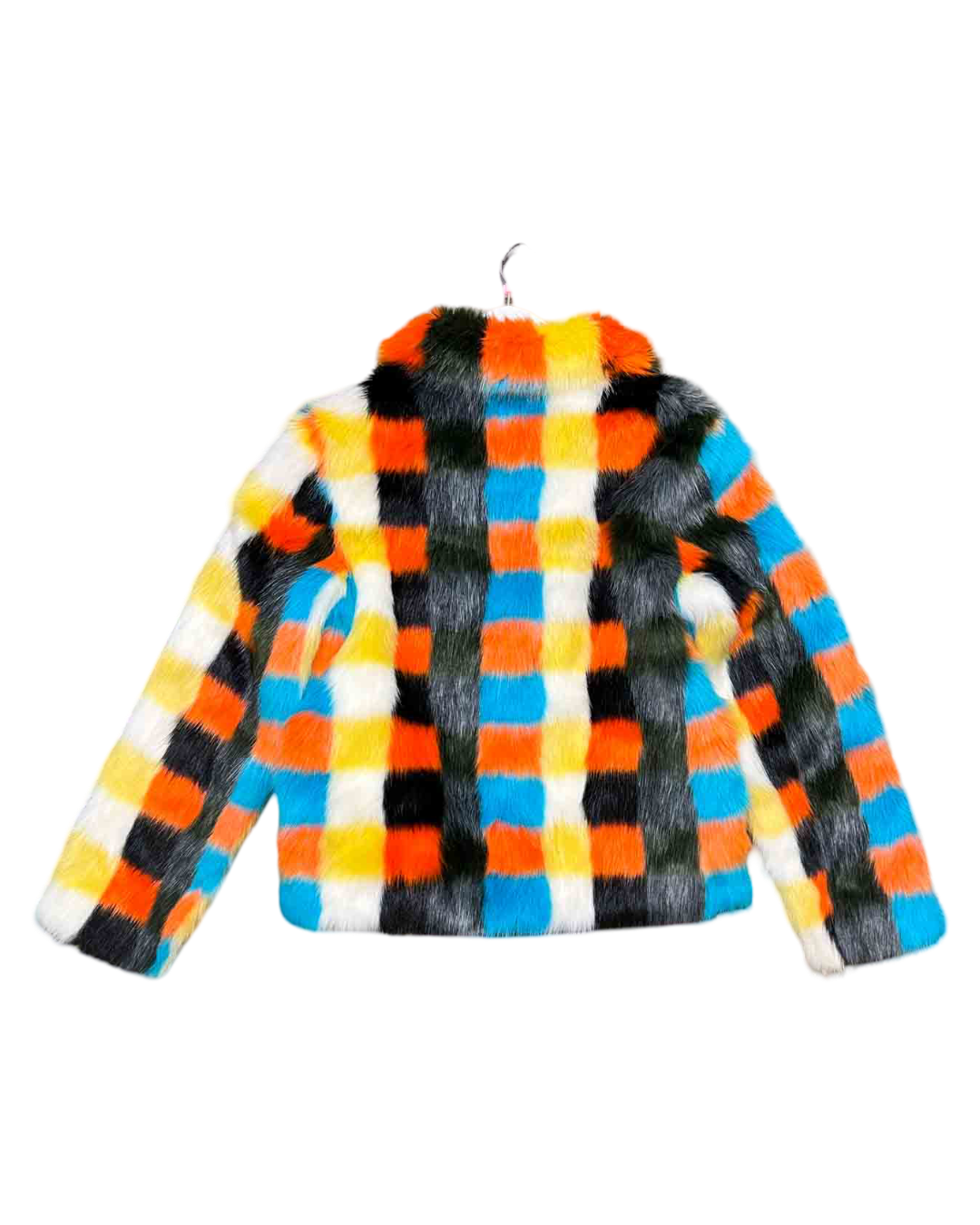 Size 8 | Shrimps "Little Star" Check Faux Fur Coat