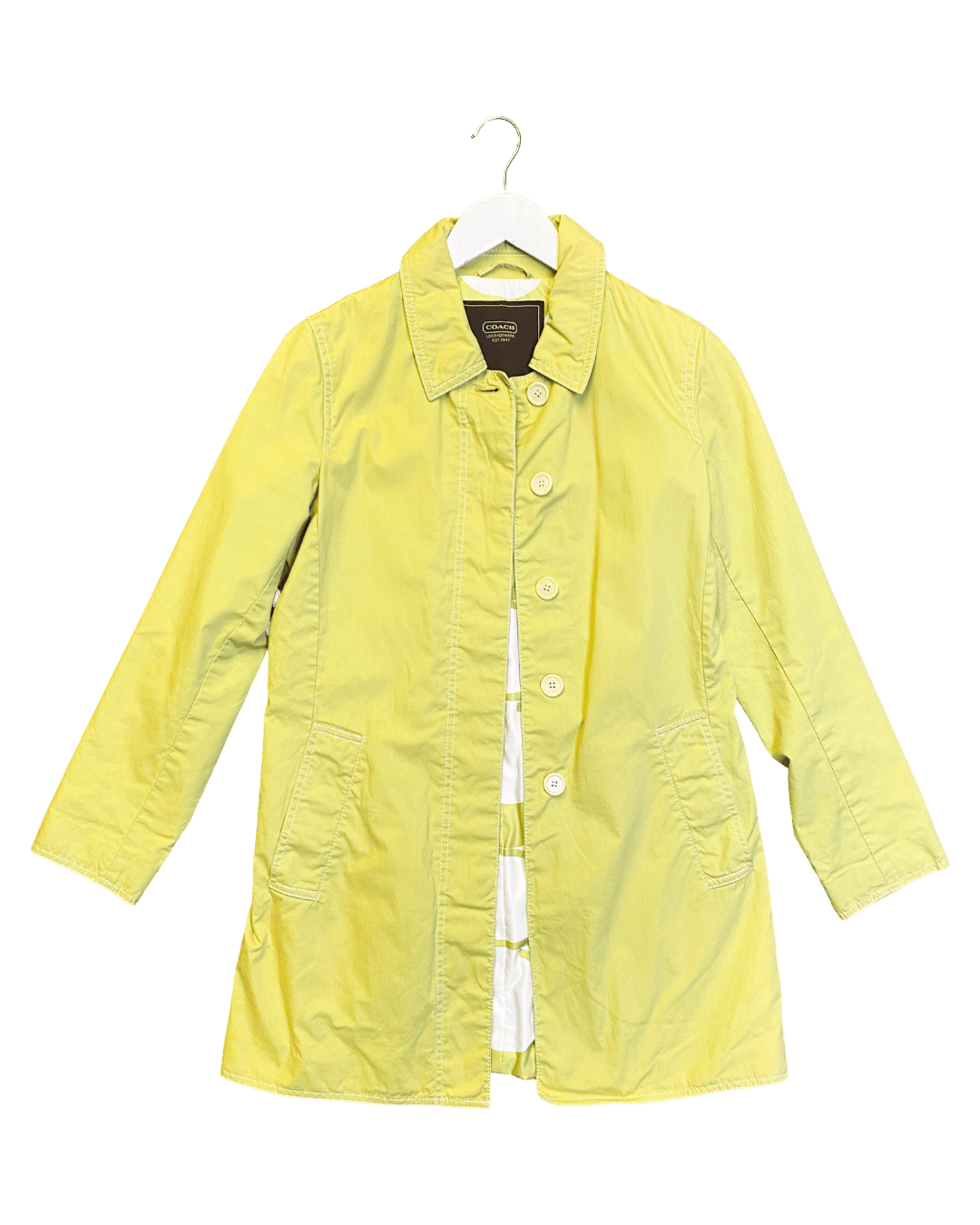 Size S | Coach Green Cotton Trench Coat