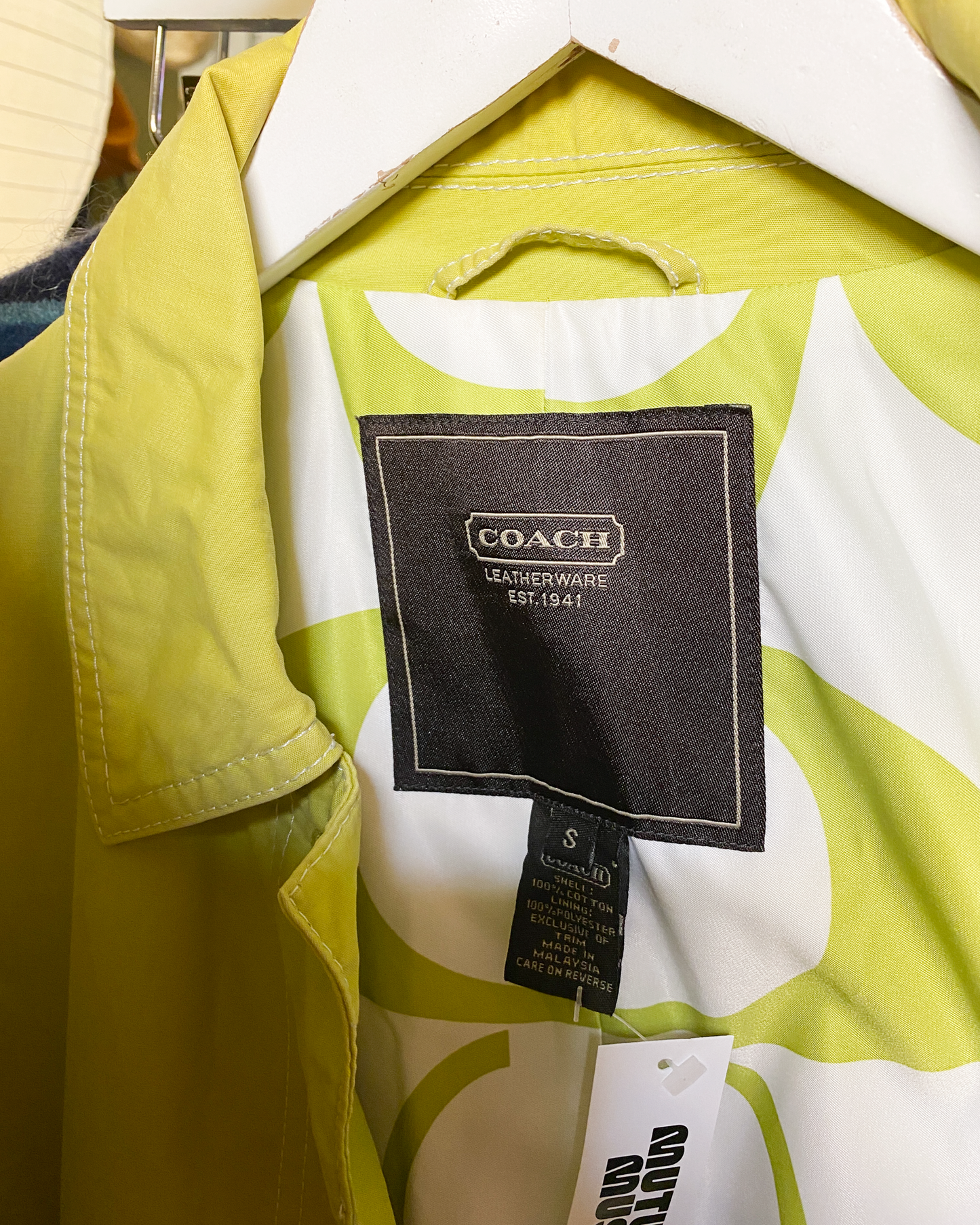 Size S | Coach Green Cotton Trench Coat