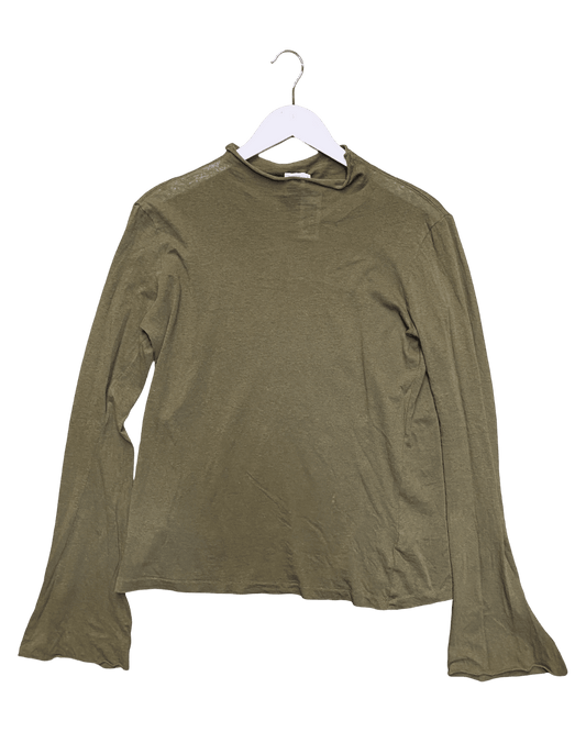 Size S | Bassike Long Bell Sleeve Top