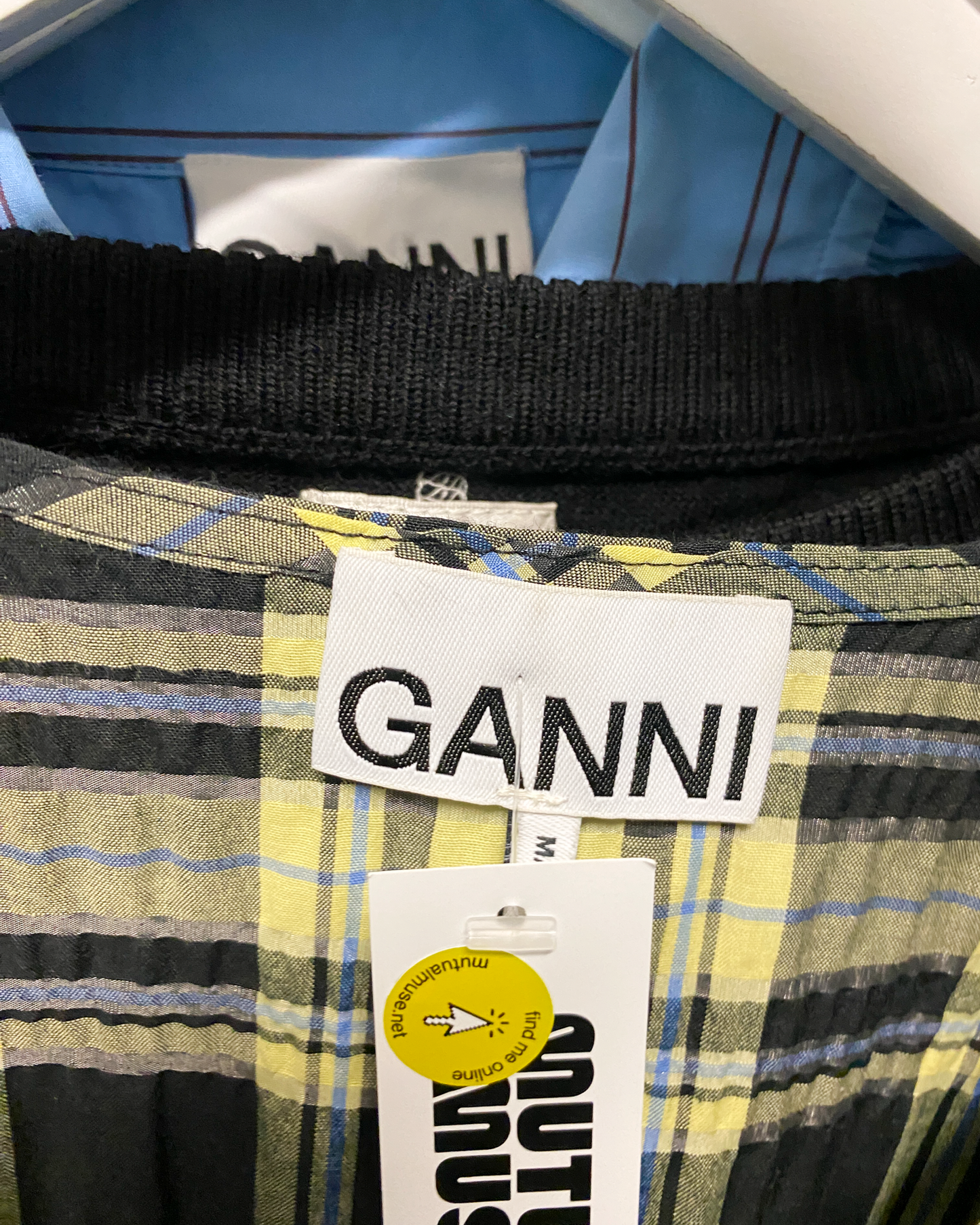 Size 36 (S) | Ganni Plaid Cotton Seersucker Dress