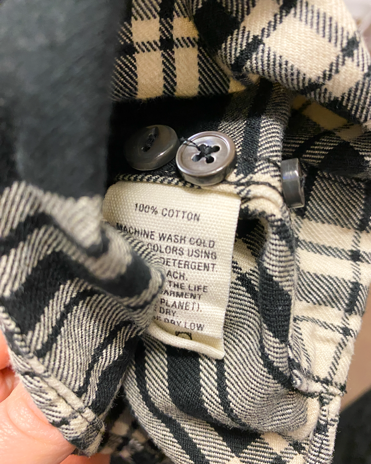 Size L | Alex Mill Black and Cream Cotton Plaid Shirt