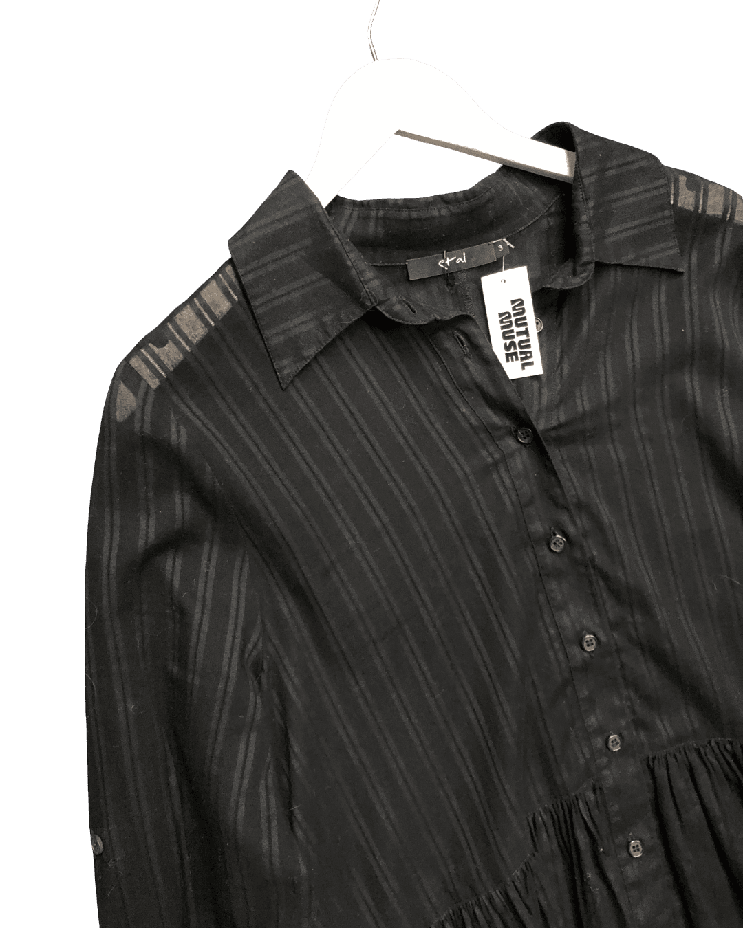 Size S | Et Al Sheer Striped Shirt Dress