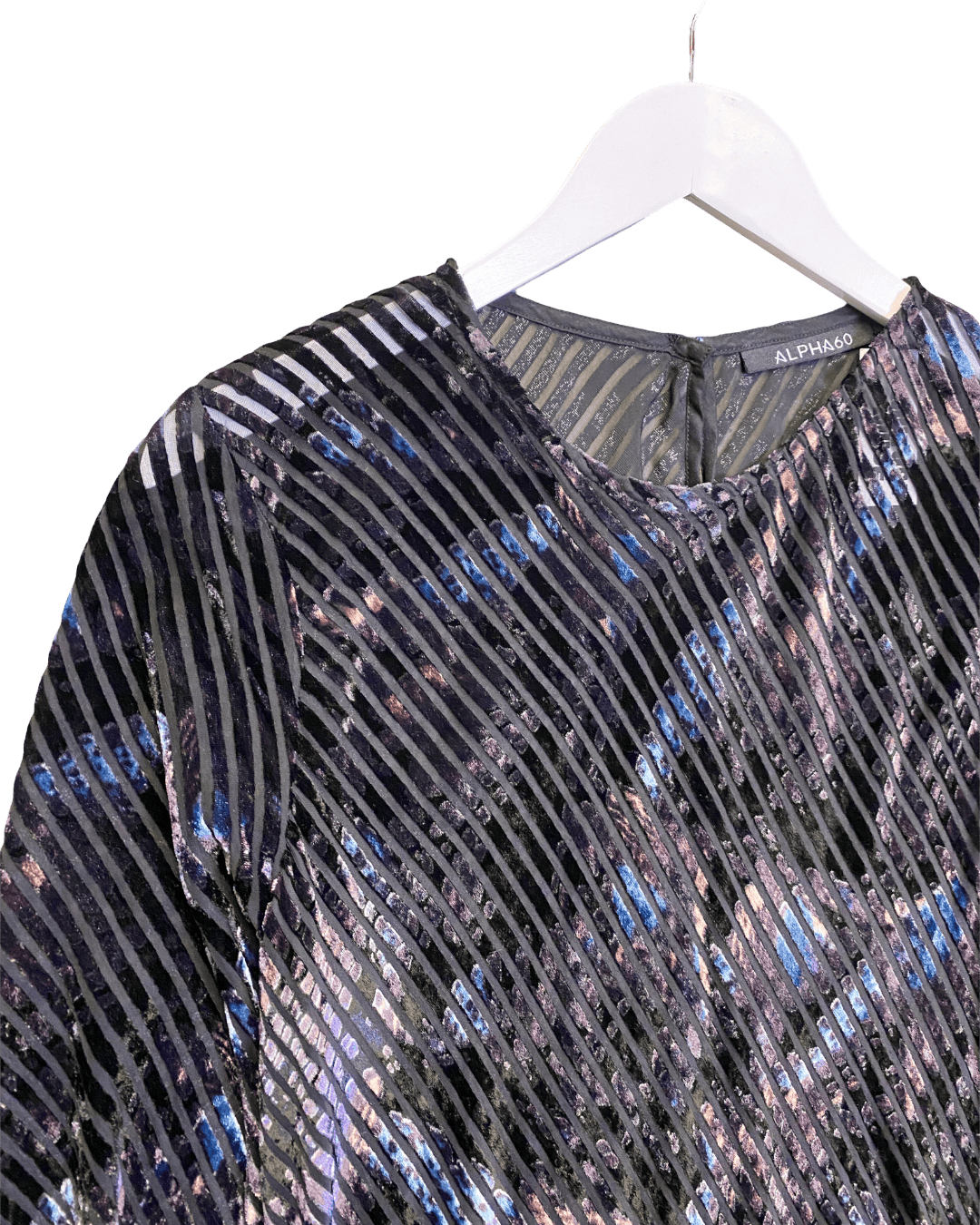Size L | Alpha60 Velvet Stripe Bias Dress