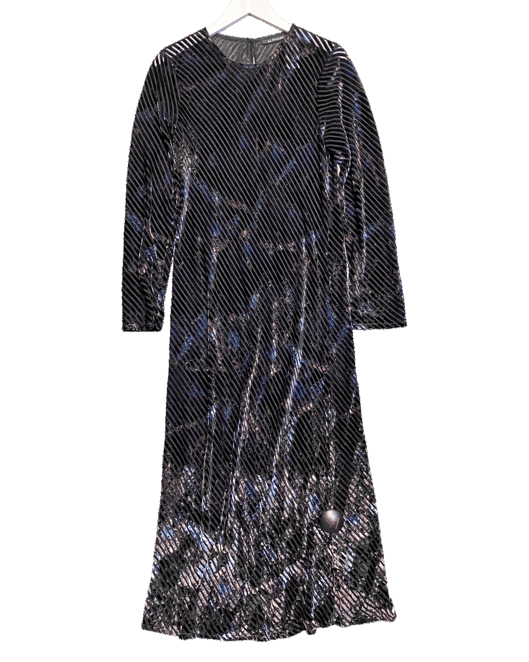 Size L | Alpha60 Velvet Stripe Bias Dress