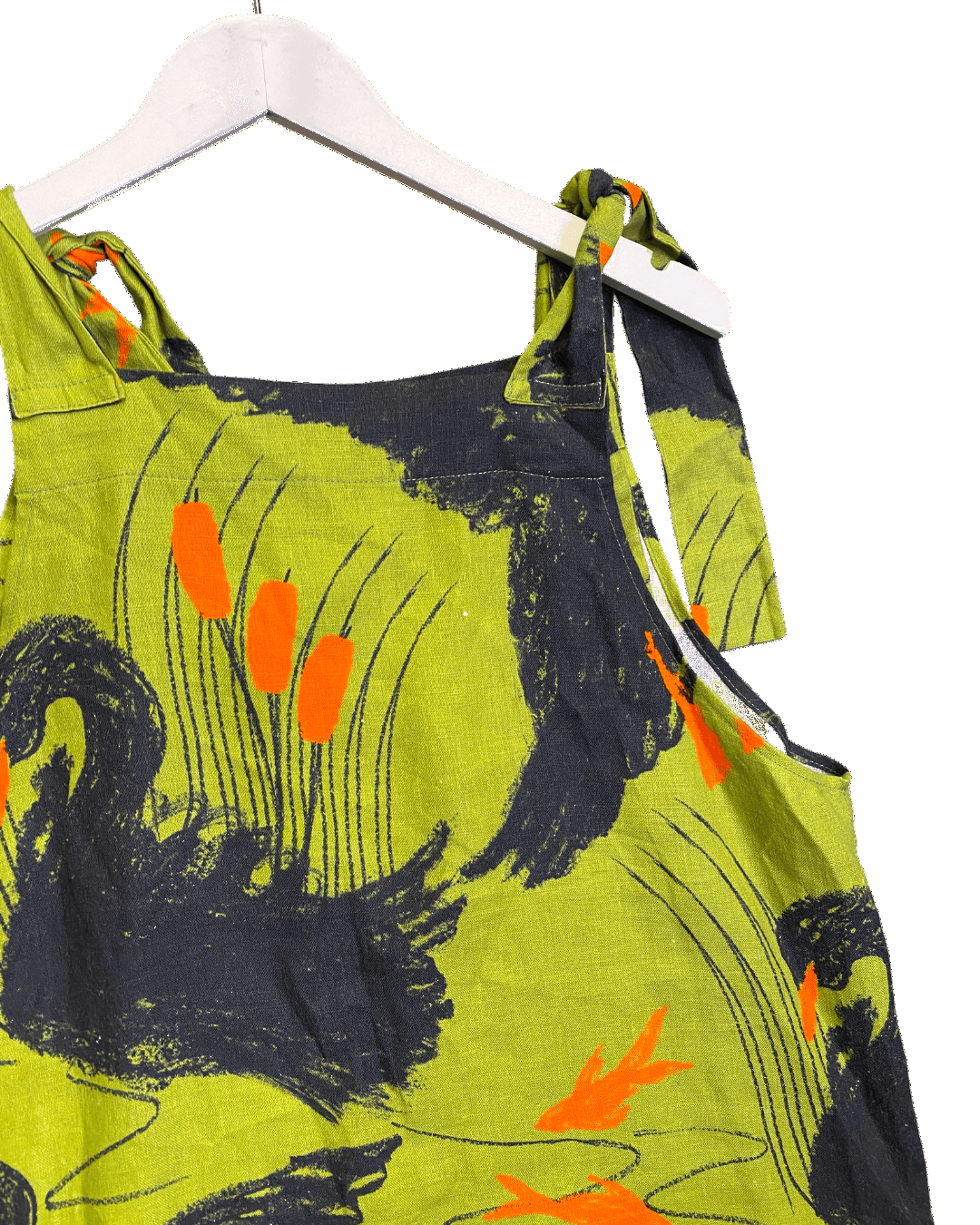 Size M | Tara Whalley Linen Black Swans Dress