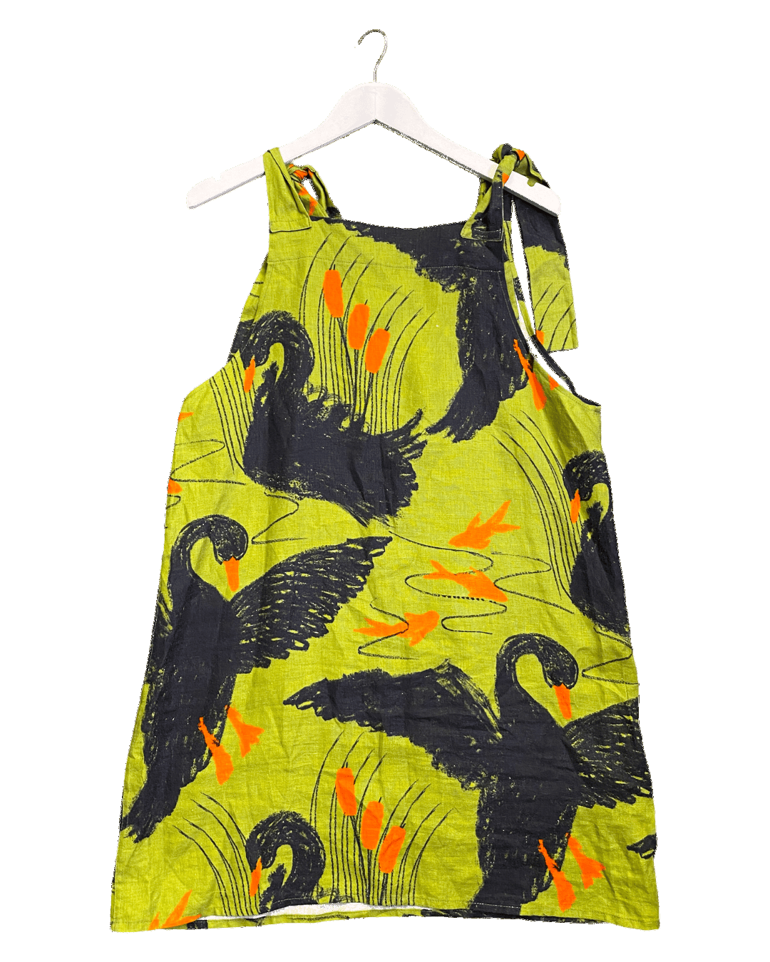 Size M | Tara Whalley Linen Black Swans Dress