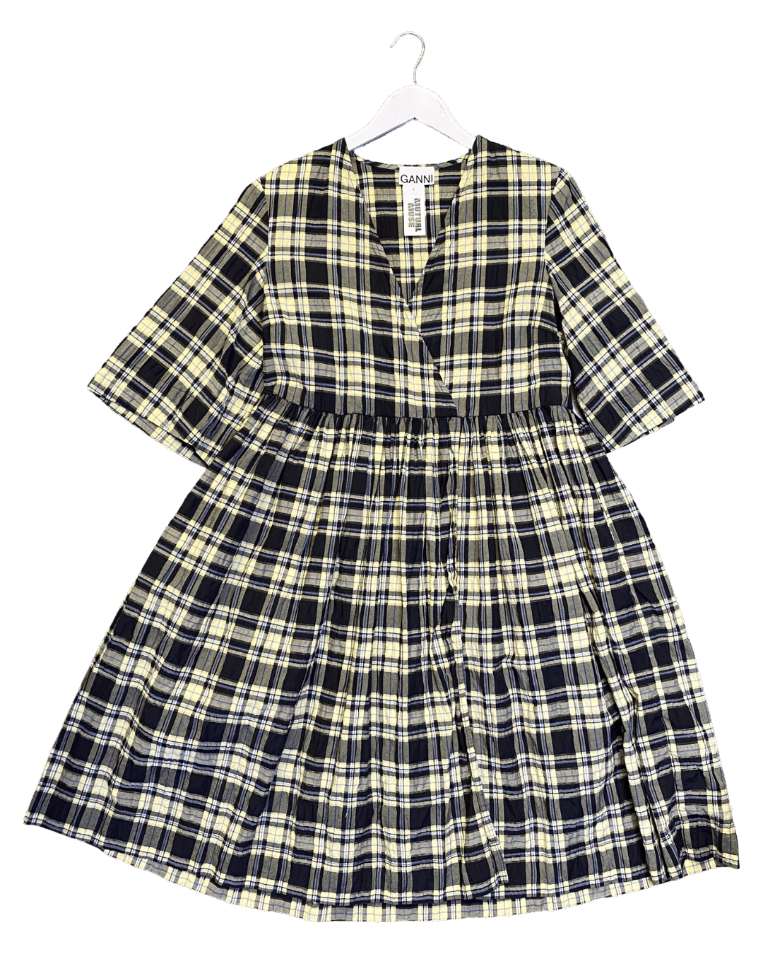 Size 36 (S) | Ganni Plaid Cotton Seersucker Dress