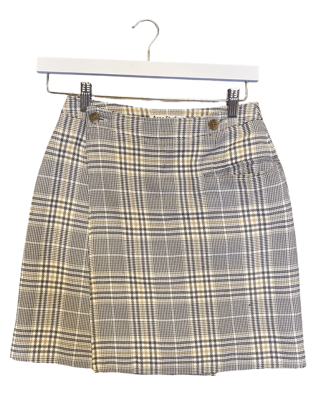 Size 36 (XS) | Acne Studios Plaid Wool Mini Skirt